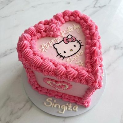 Hello Kitty Pink Heart Birthday Cake